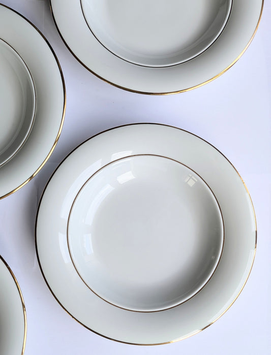 assiettes creuses Bernardaud, or fin