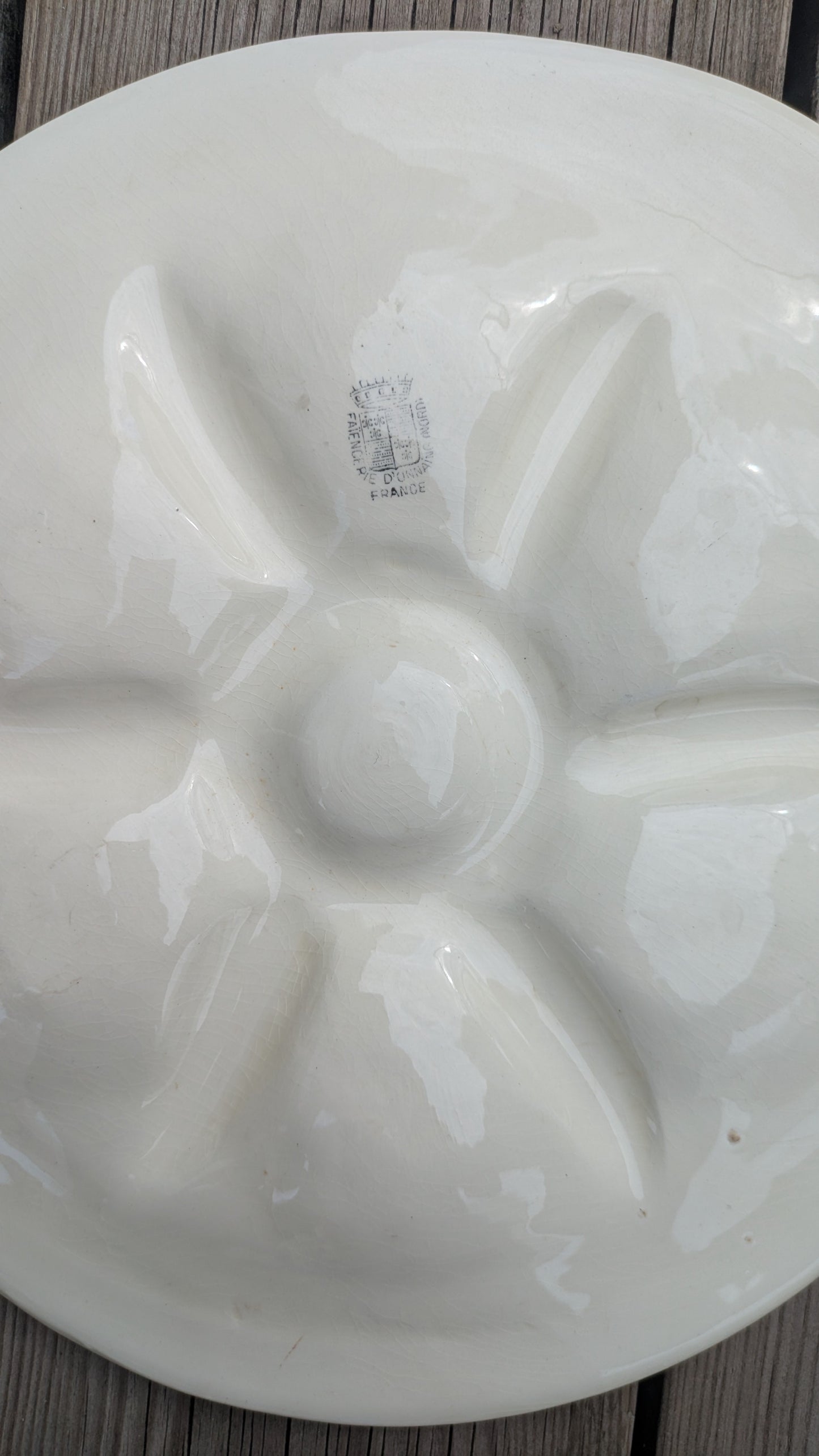 Authentique Assiette à Huîtres ONNAING Ancienne 🇫🇷 Faïence Blanche