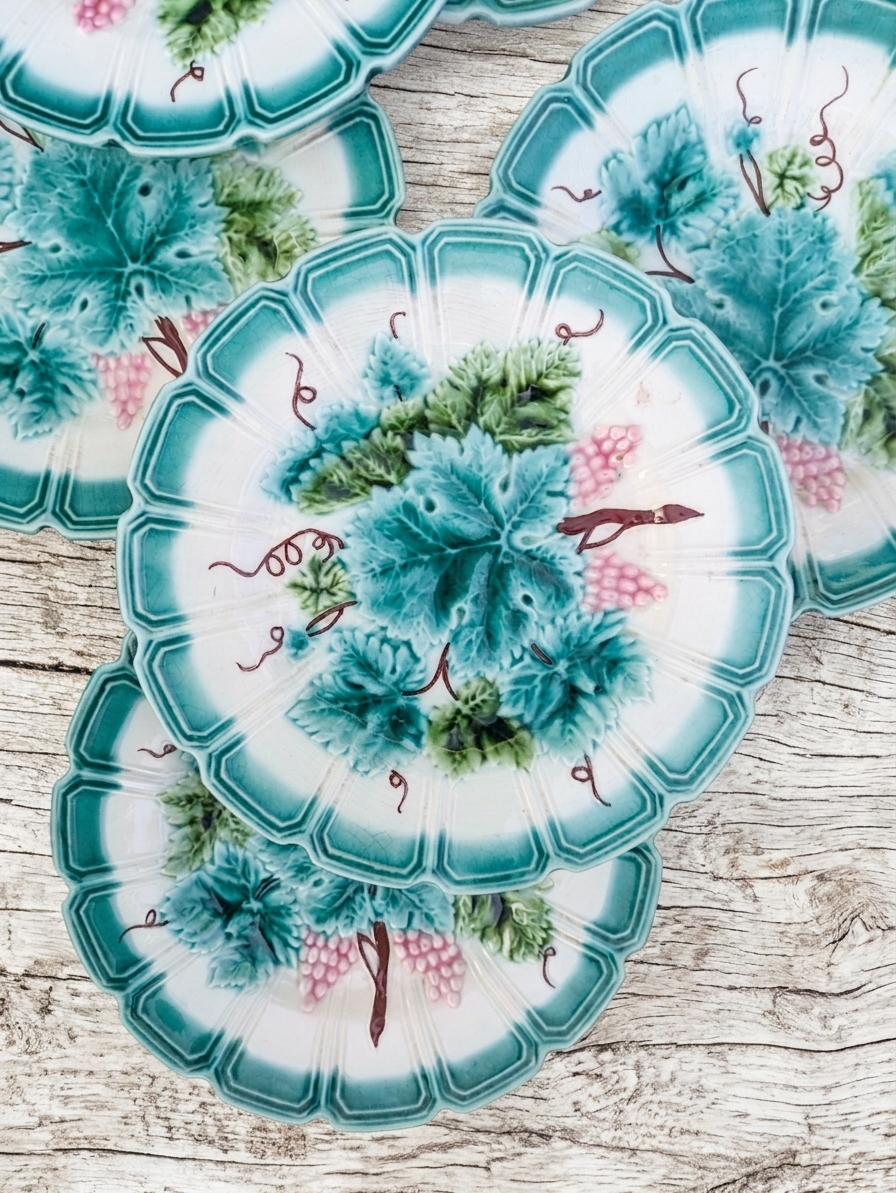 Lot de 6 Assiettes à Dessert en Majolique – Sarreguemines