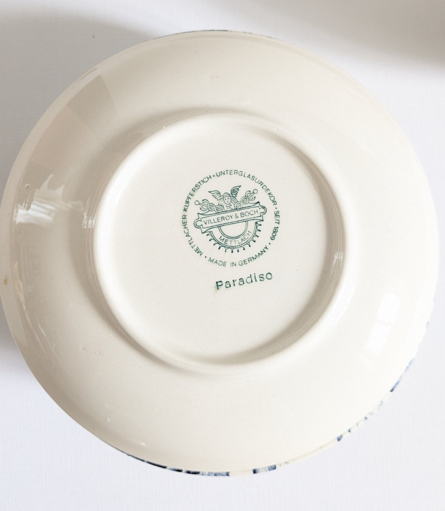 Lot 2 Tasses & 5 Sous-tasses Villeroy & Boch Paradiso - Faïence Vintage Bleu & Blanc