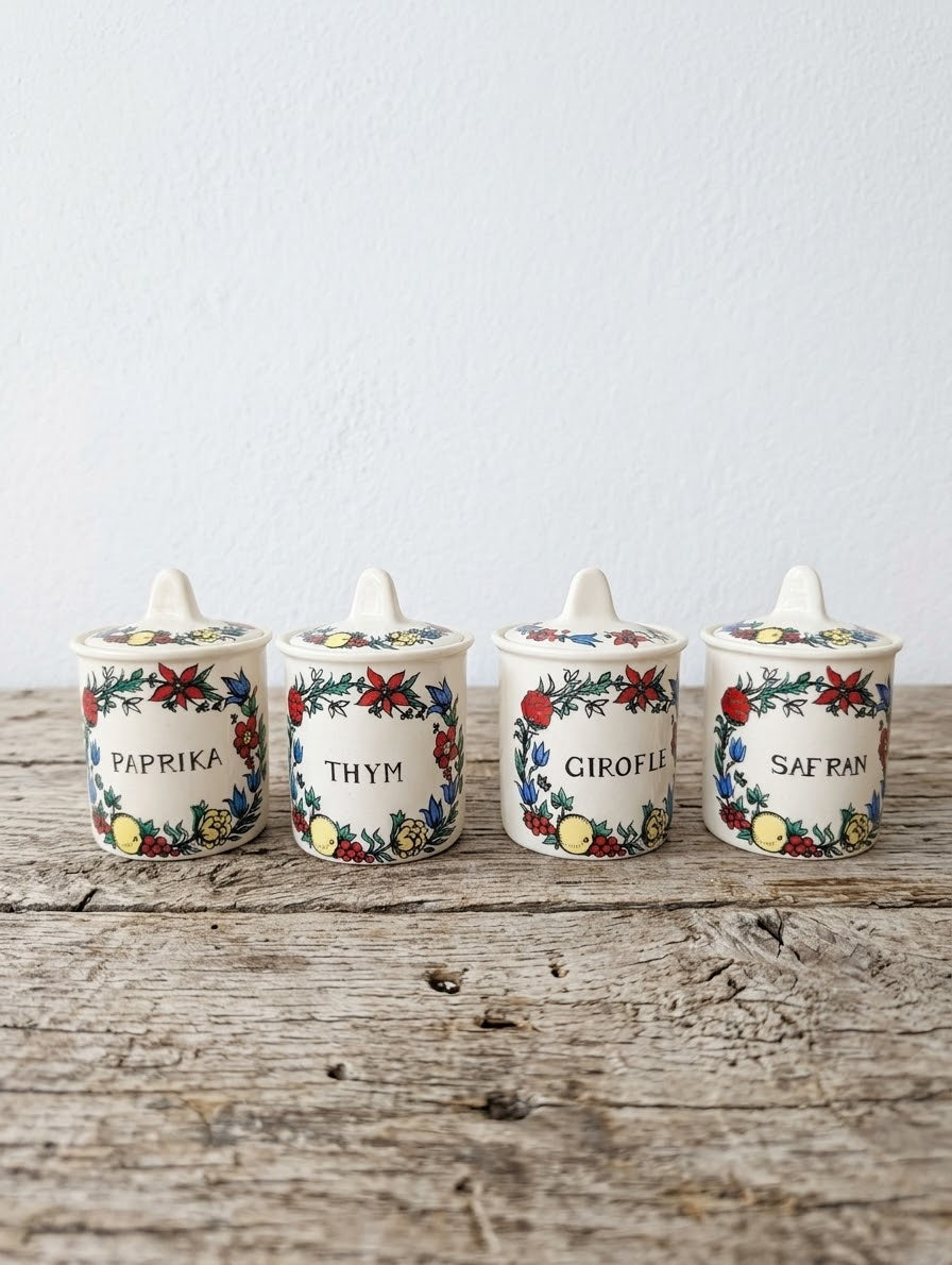 4 pots à épices vintage Salins France modèle Esterel 