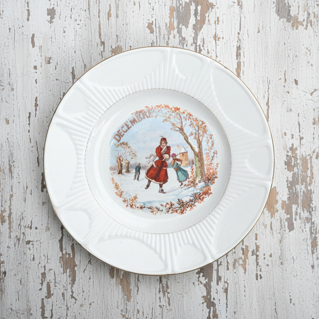 Assiette à dessert les mois de l'année St Amand mois de décembre 