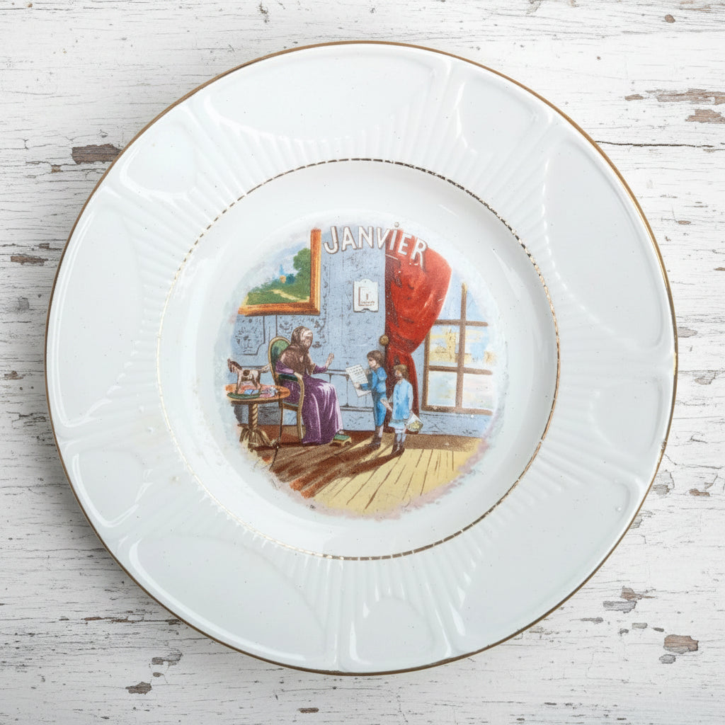 Assiette à dessert les mois de l'année St Amand mois de janvier 