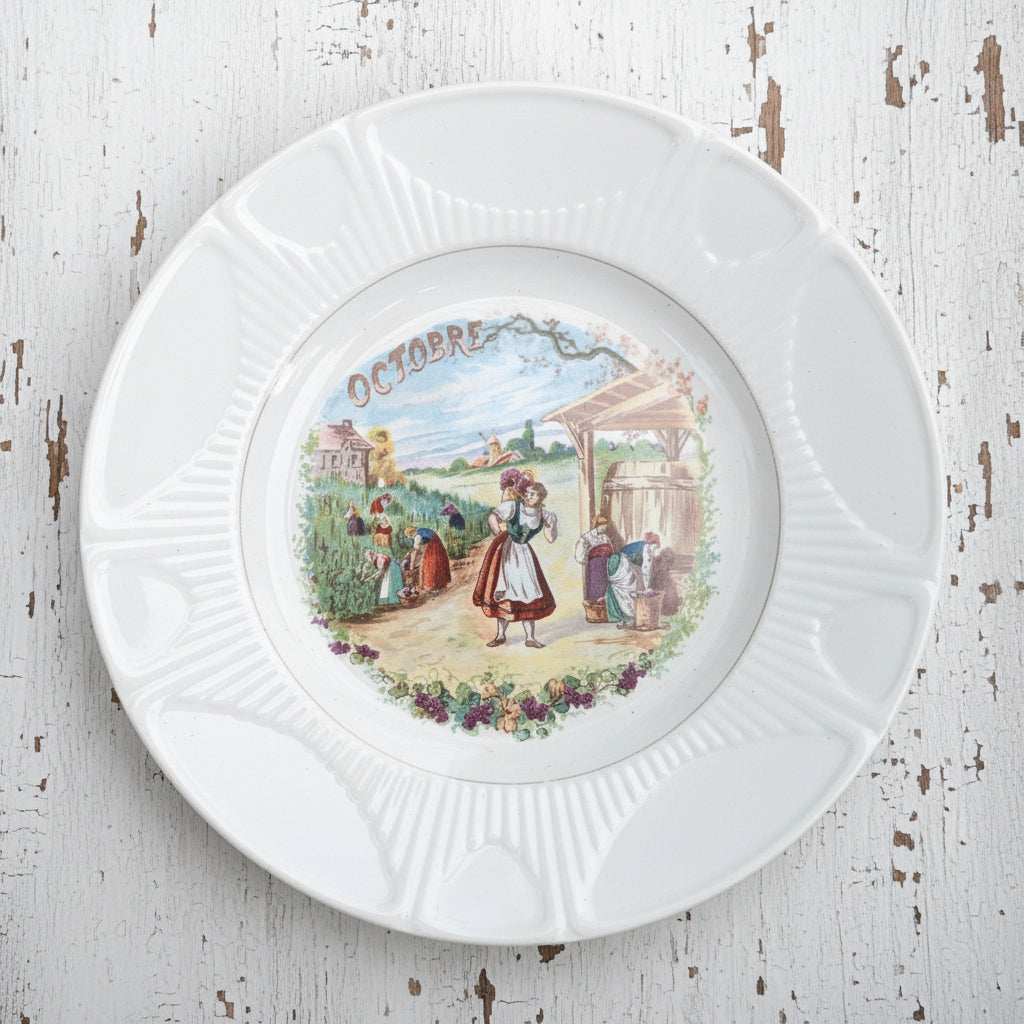 Assiette à dessert les mois de l'année St Amand mois D'octobre 