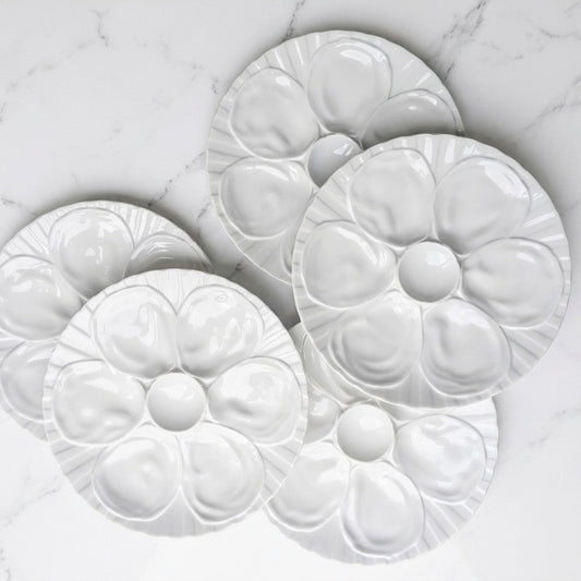 Assiettes à Huîtres en Porcelaine Blanche Pillivuyt