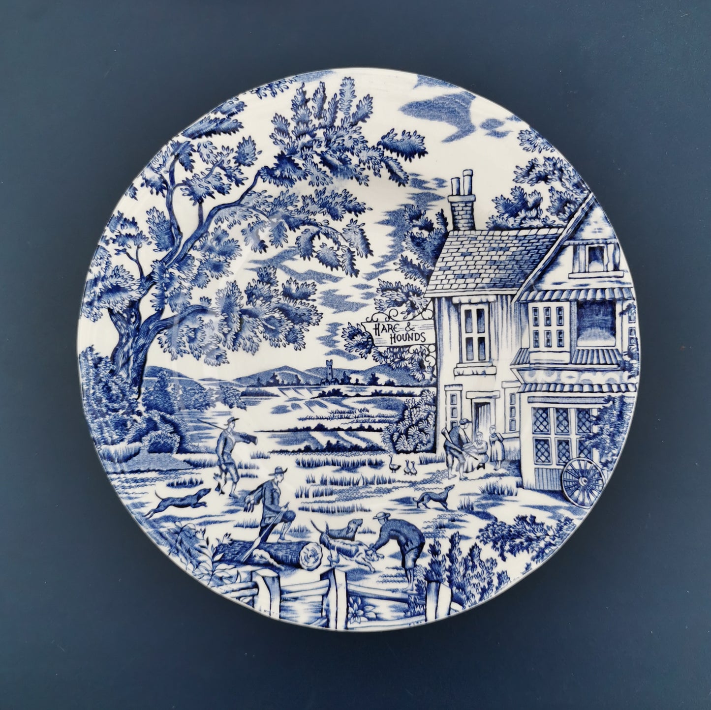 Set of 5 deep plates, English style Lunéville