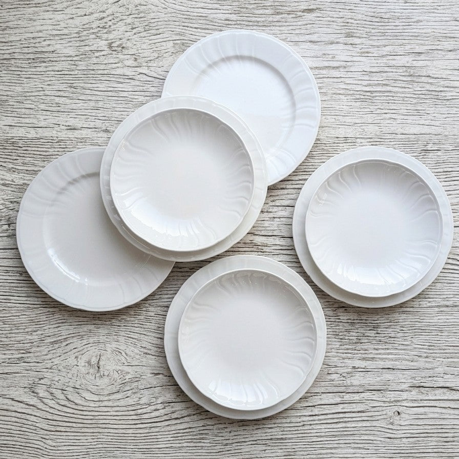 Lot d'assiettes vintage Gien 5 plates 3 creuses