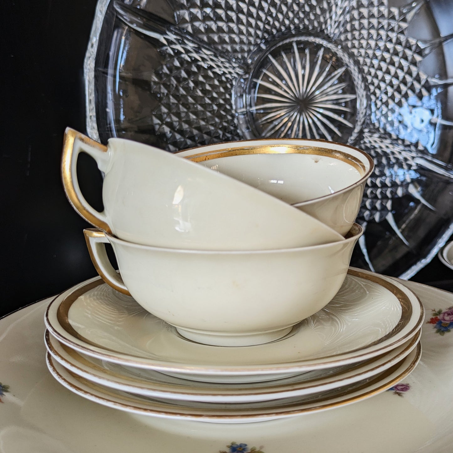 6 Limoges porcelain cups and saucers