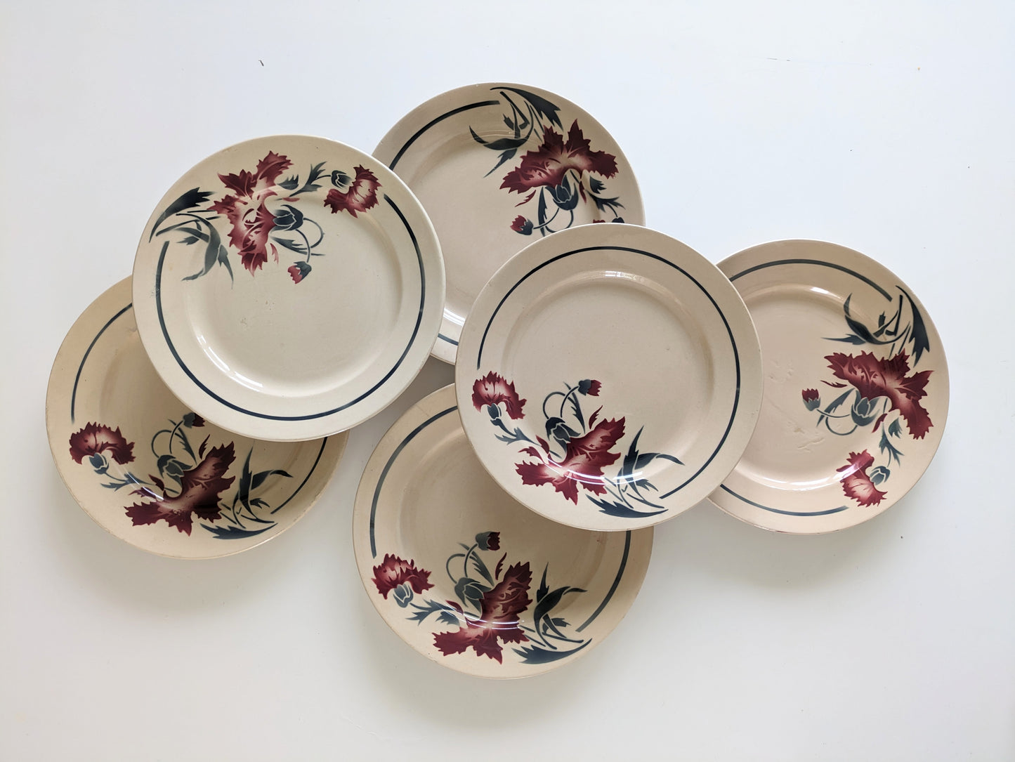 Lot de 6 assiettes plates Lunéville modèle Annie