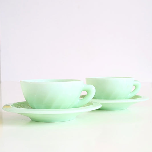 2 jadeite opaline espresso cups