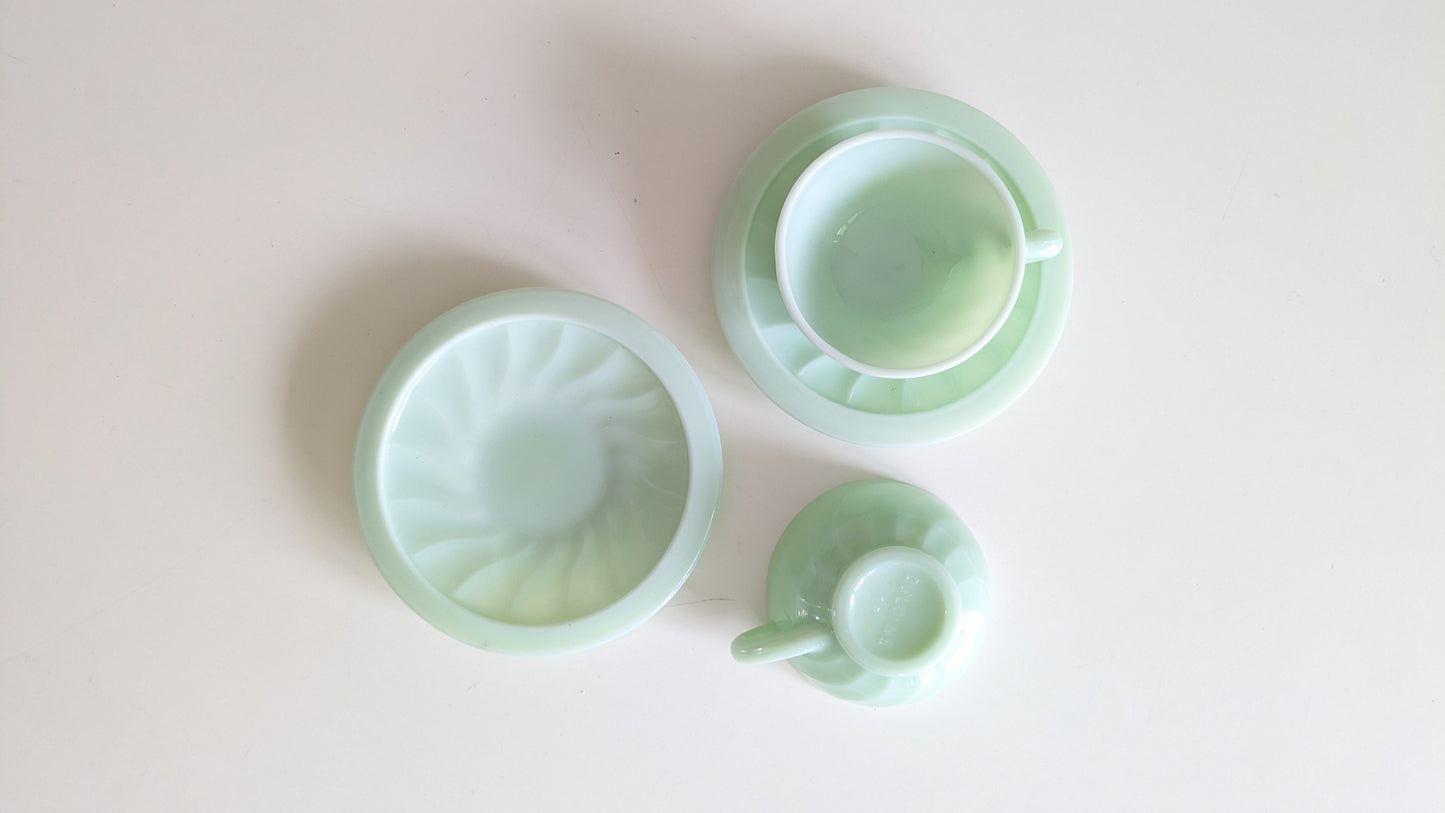 2 jadeite opaline espresso cups