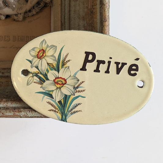 Old enameled door sign "private"