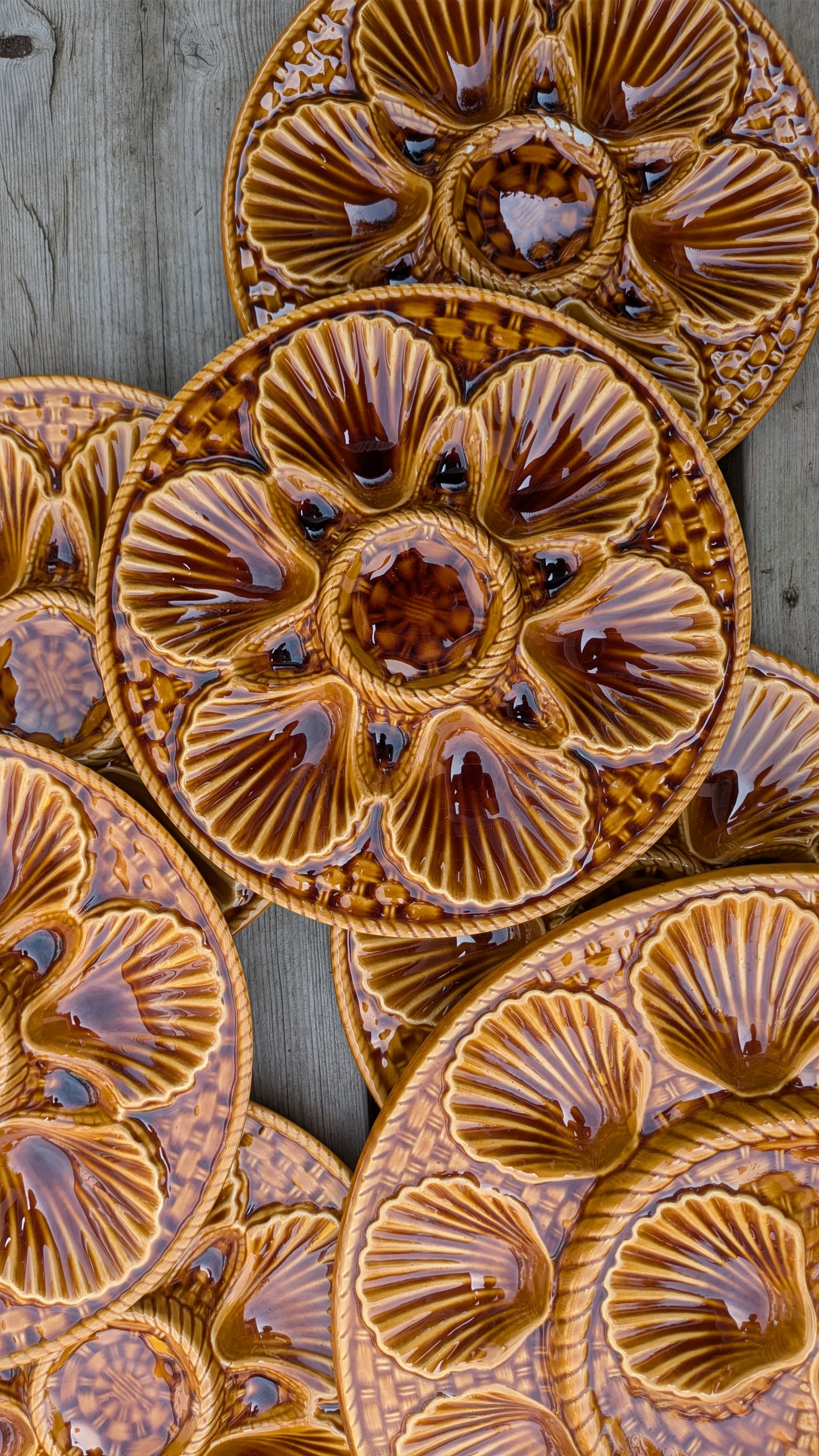 Assiette à huîtres vintage barbotine Longchamp