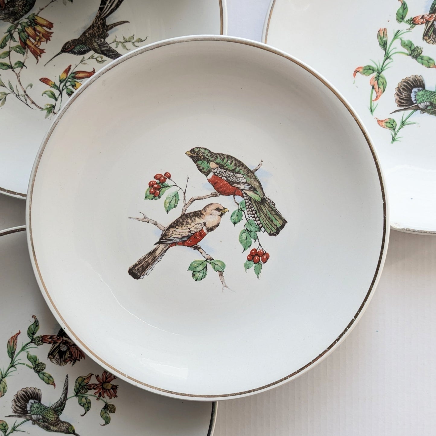 Assiettes K et G Lunéville oiseaux