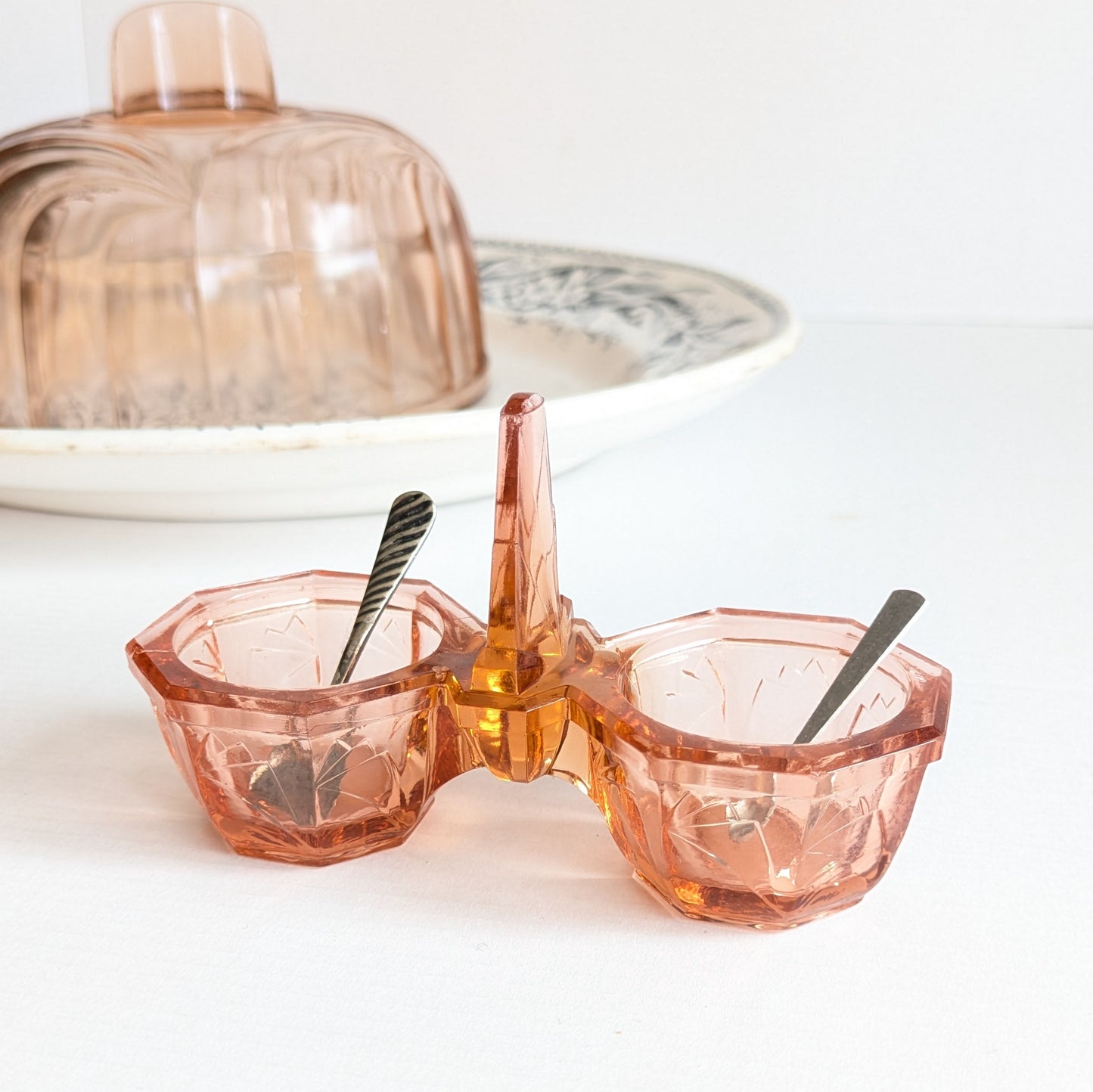 Salerons en verre rose rosaline