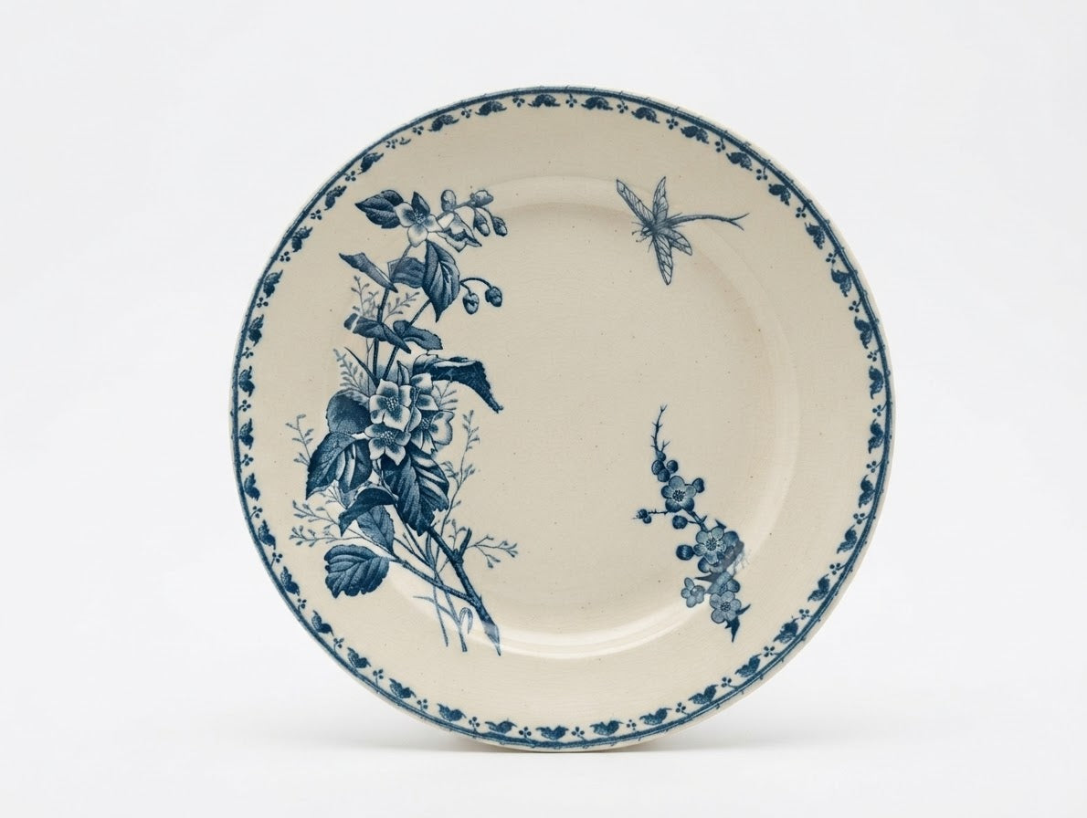 assiette plate ancienne en terre de fer modèle Carmen U&C Sarreguemines, excellent état 