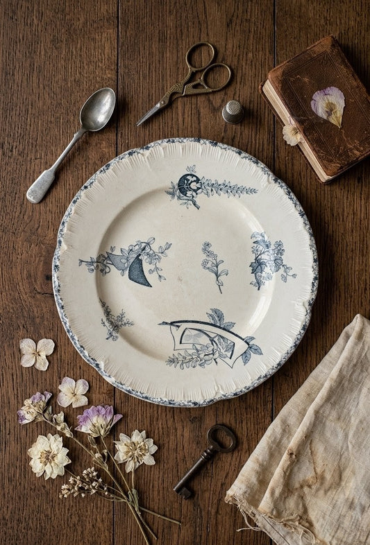 Grande assiette plate Émilie Bourgeois et Choisy-le-Roi en terre de fer 1890