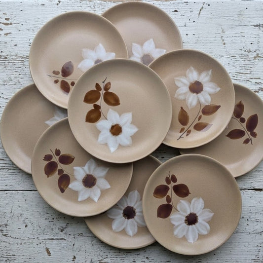 Lot de 9 assiettes a dessert Moulin des loups vintage. Assiette en grès peintes à la main 
