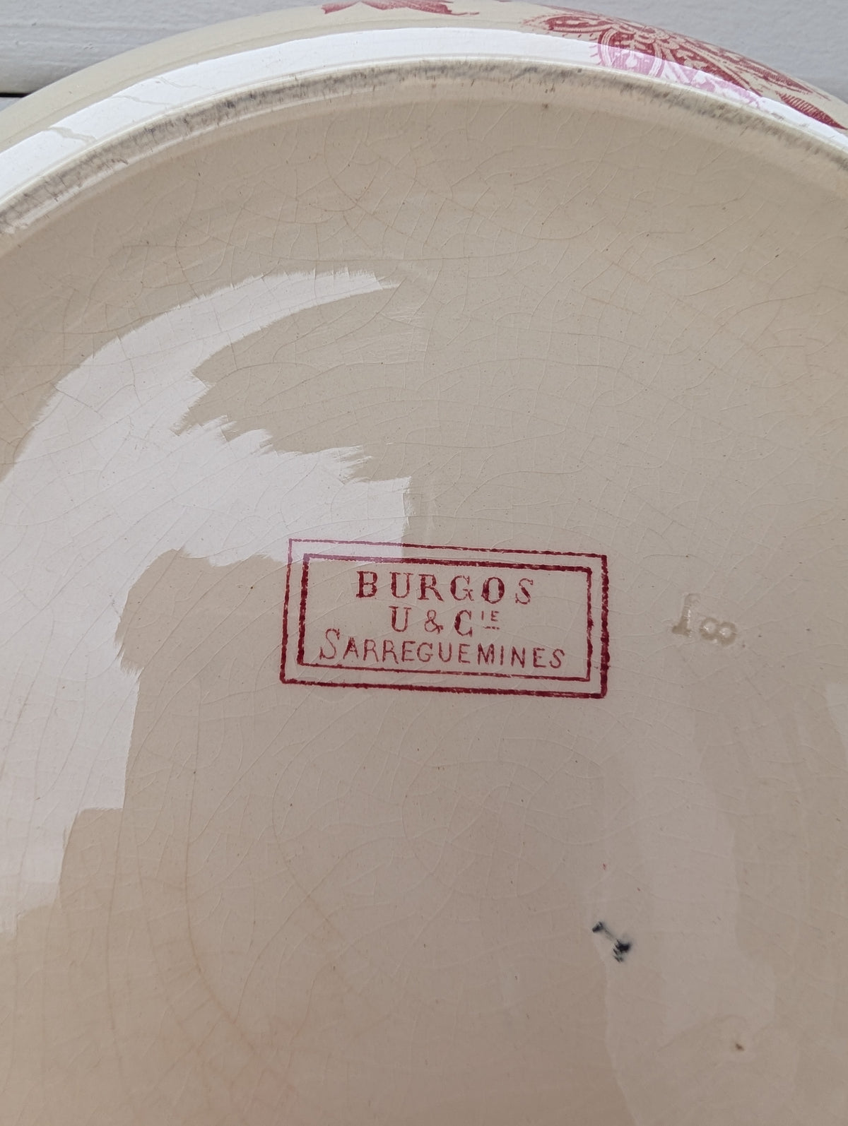 marque au tampon sous Broc ancien terre de fer modèle Burgos U et C Sarreguemines 