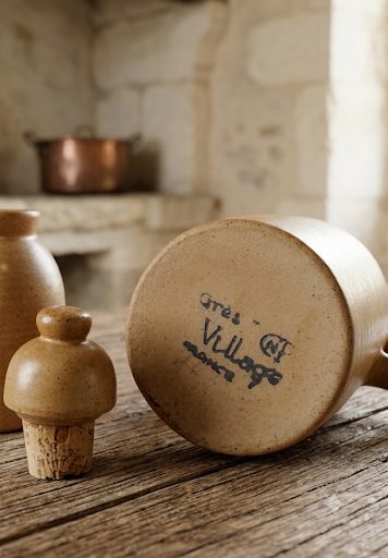 Huilier et pot à moutarde Grès village CNP