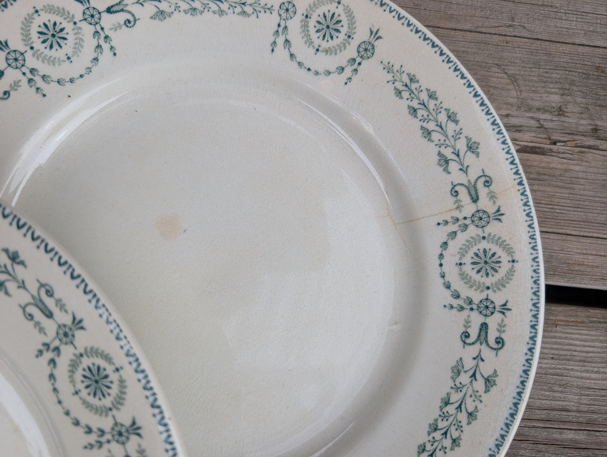 Lot de 4 Assiettes Anciennes Terre de Fer / Demi-Porcelaine – K&G Lunéville, Modèle "LAETITIA"