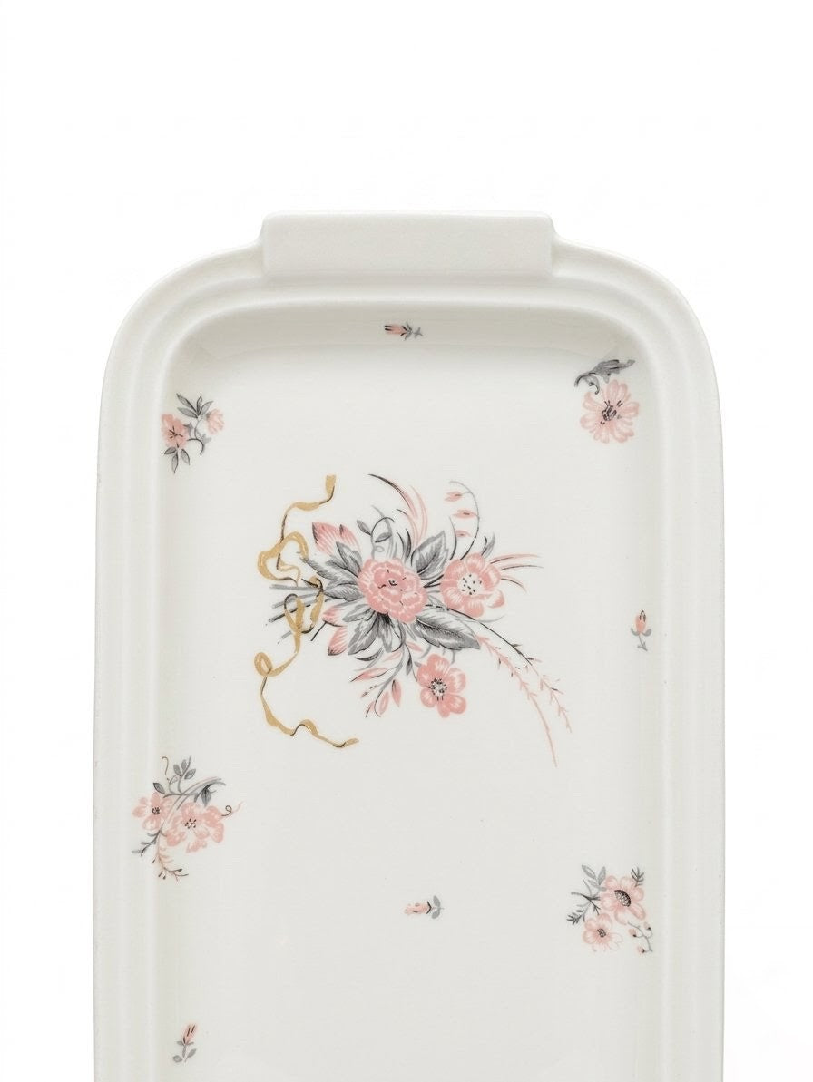 Plat à Cake en Porcelaine Théodore Haviland Limoges – Pâte Ivoire & Décor Floral Artisanal