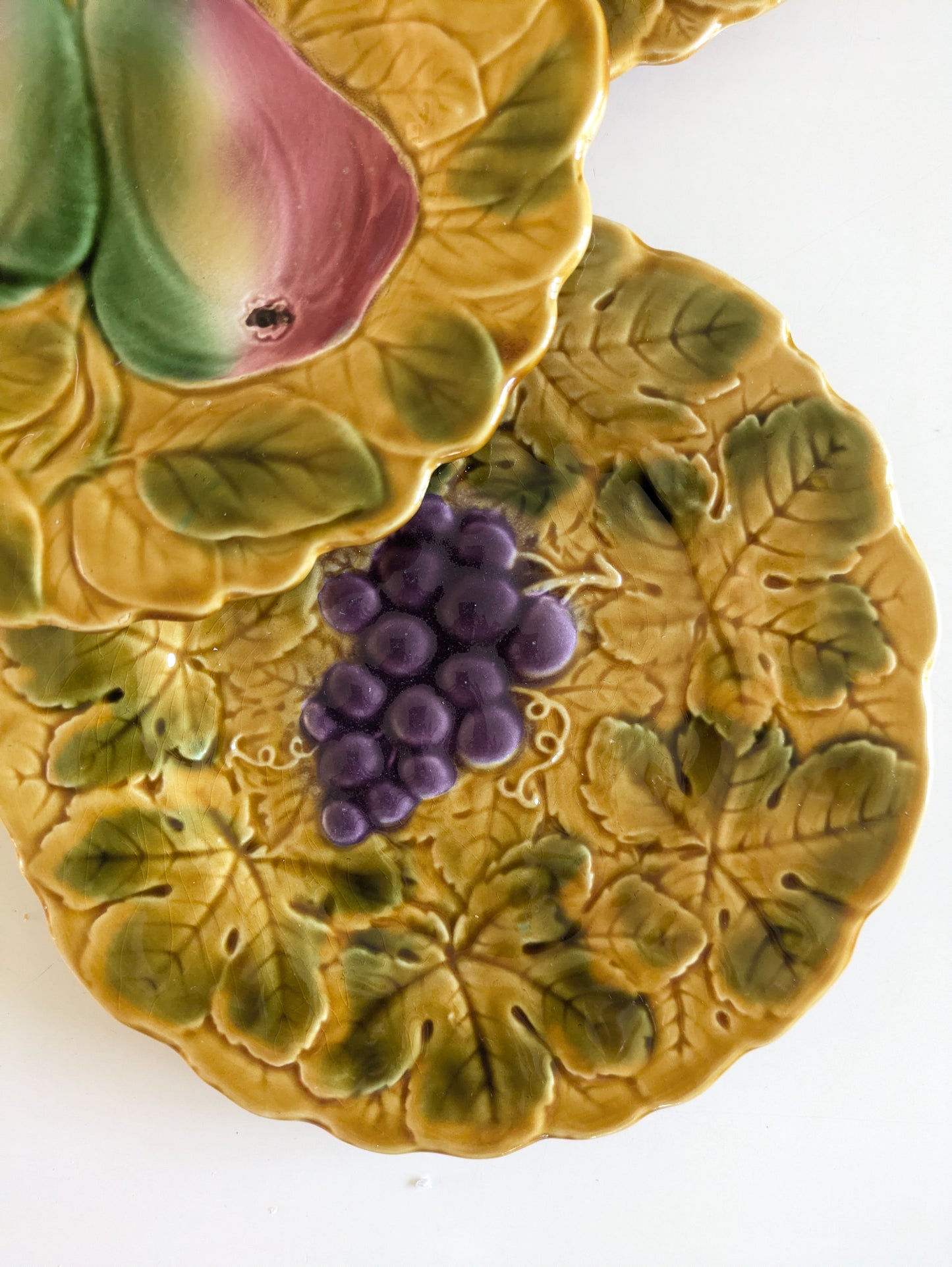 assiettes à dessert majolique fruits Sarreguemines