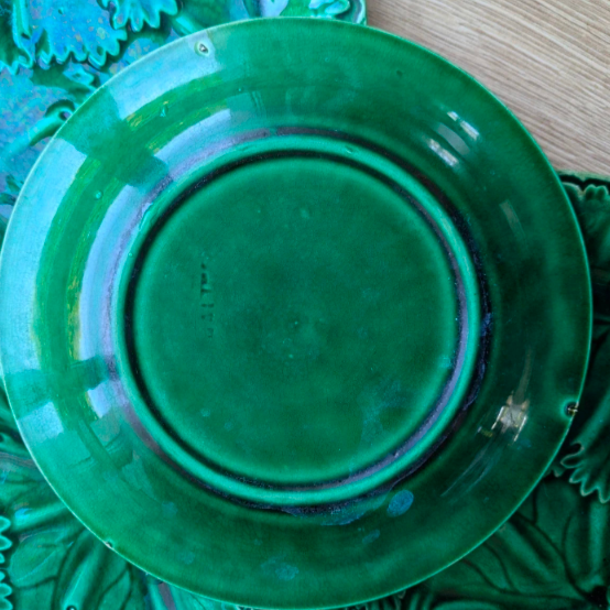 Lot de 6 Assiettes Barbotine Sarreguemines Majolica – Feuilles de Vigne