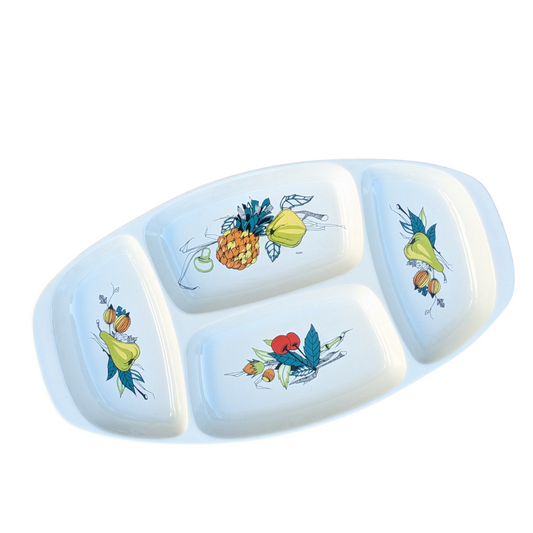 RARE Plat de Service Compartimenté Villeroy & Boch LUXEMBOURG Décor FRUITS Vintage Mid-Century Années 50/60