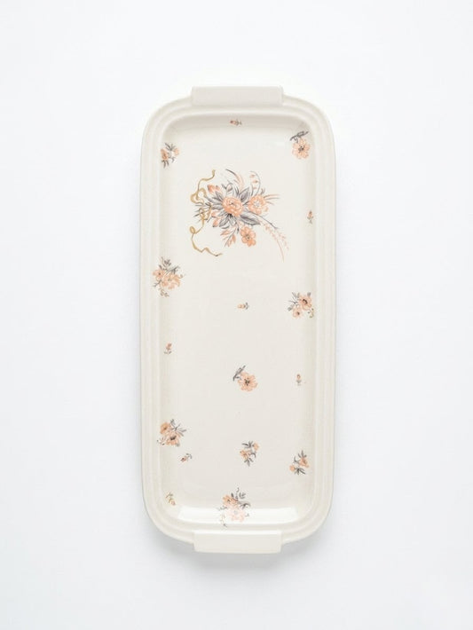 Plat à Cake en Porcelaine Théodore Haviland Limoges – Pâte Ivoire & Décor Floral Artisanal