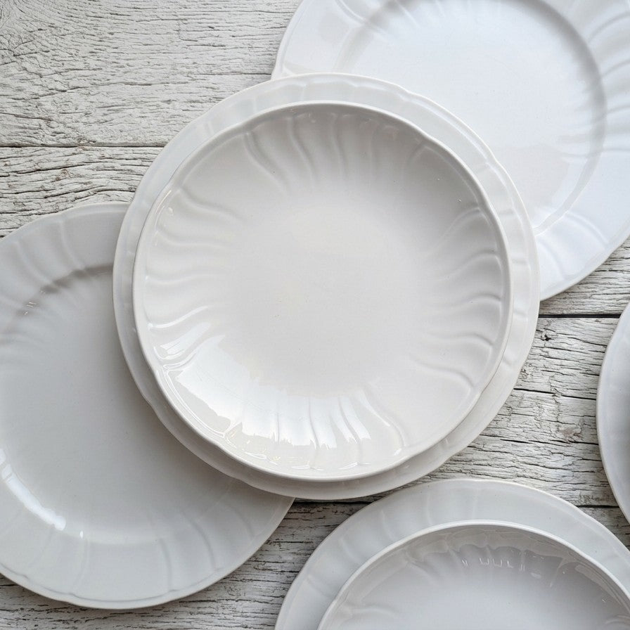 Lot de 8 assiettes Gien faience blanche