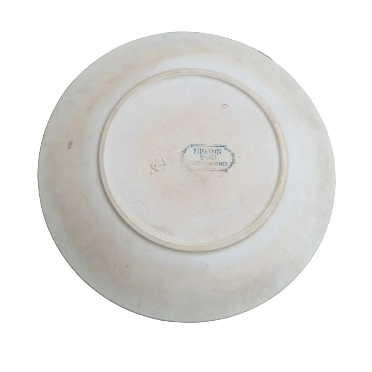 Assiette à dessert ancienne Terre de Fer – Modèle "MIGNON" – U&C Sarreguemines (c. 1880–1910)