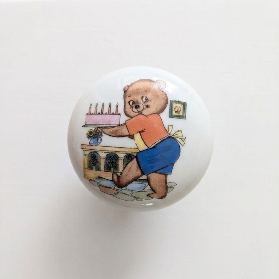 Bouton de porte en porcelaine oursons